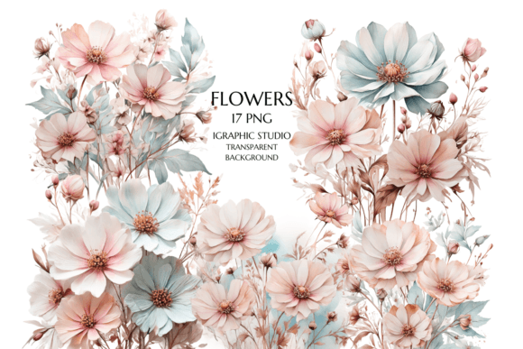 Download Rose Gold and Teal Wildflowers PNG - Premium Resources